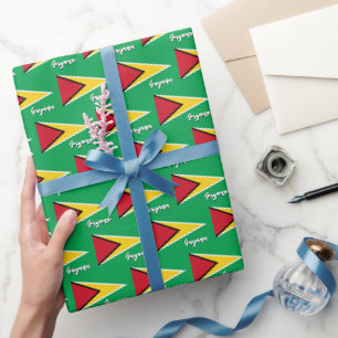 Papier Cadeau Livre d'écorce du Guyana, vert, drapeau du Guyana