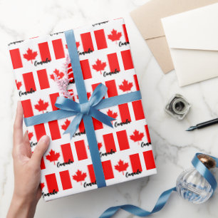 Papier Cadeau Livre d'emballage du Canada, Drapeau canadien blan