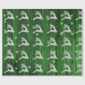 Papier Cadeau Livre vert Rustique de rennes de Noël (Plat)