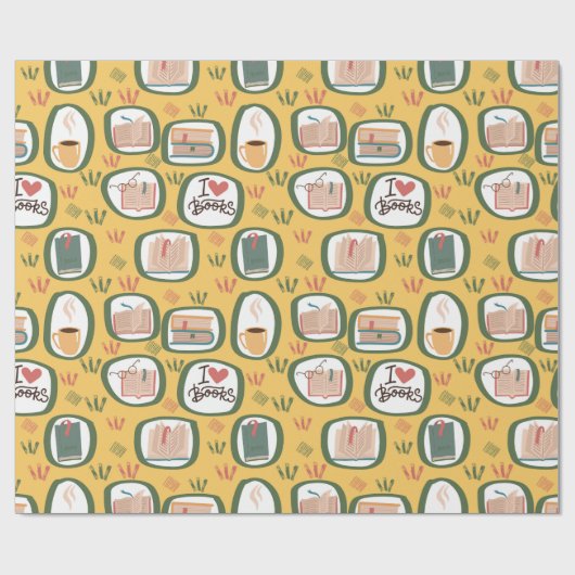 Papier Cadeau Livres Lecture Papier Enveloppement (Plat)