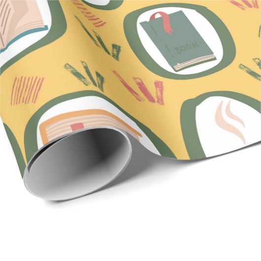 Papier Cadeau Livres Lecture Papier Enveloppement (Coin rond)