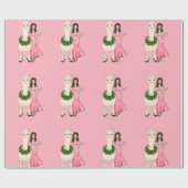 Papier Cadeau Llama avec couronne cardiaque et illustration de f (Plat)