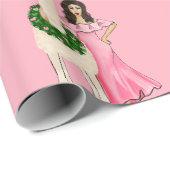 Papier Cadeau Llama avec couronne cardiaque et illustration de f (Coin rond)