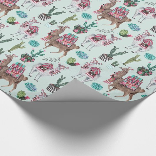 Papier Cadeau Llama | bleu | Papier d'enrobage (Coin)