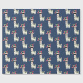 Papier Cadeau Llama cool à Santa Hat et lunettes de soleil (Plat)