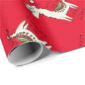 Papier Cadeau Llama Cute Funny Noël (Coin rond)