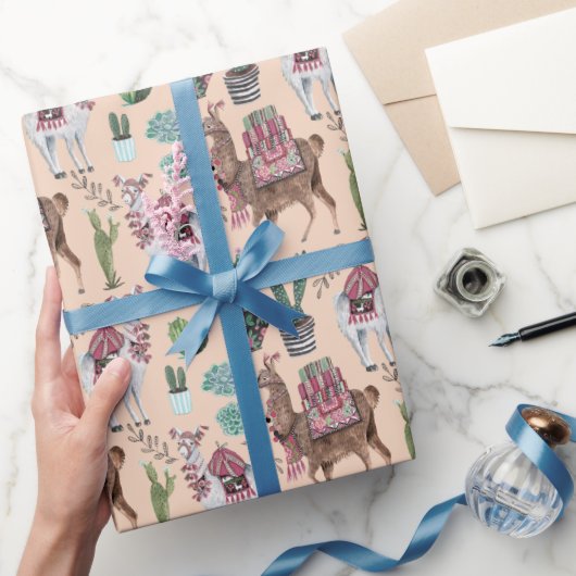 Papier Cadeau Llama | pêche | Papier d'enrobage (Cadeaux)