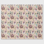 Papier Cadeau Llama | pêche | Papier d'enrobage (Plat)