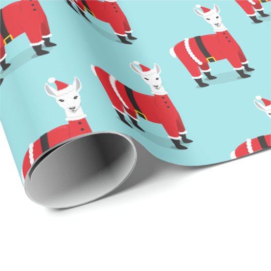 Papier Cadeau Llama Père Noël Noël (Coin rond)