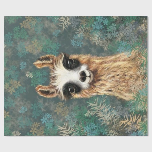 Papier Cadeau Llama pour bébé curieux - mignonne - (Plat)