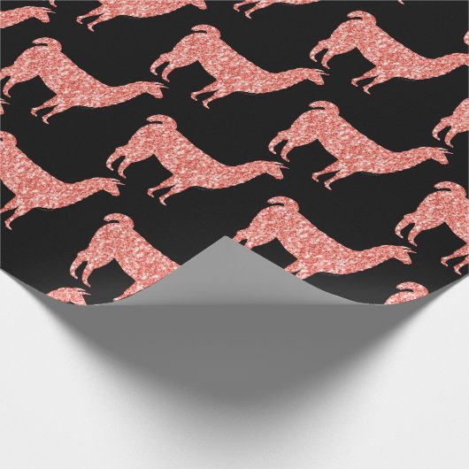 Papier Cadeau Llama rose corail parties scintillant Épercés moti (Coin)