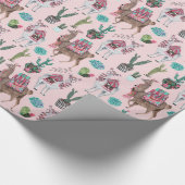 Papier Cadeau Llama | rose | Papier d'enrobage (Coin)