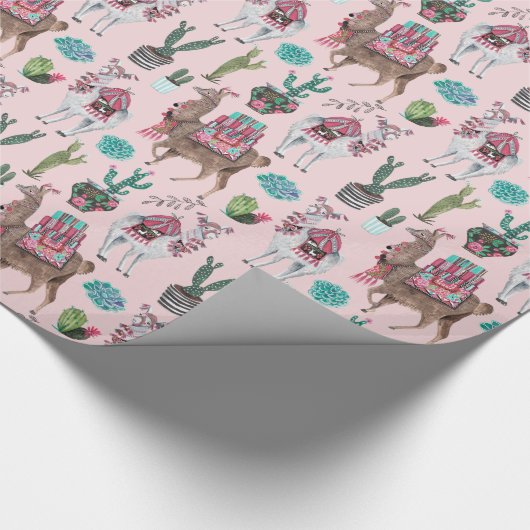 Papier Cadeau Llama | rose | Papier d'enrobage (Coin)