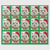Papier Cadeau Llama Sourires Père Noël Nom personnalisé Noël (Plat)