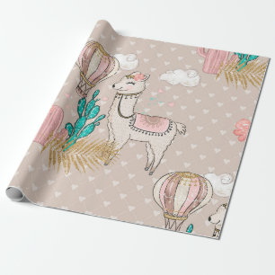 Papier Cadeau Llama Steampunk Désert Paillettes Fausse