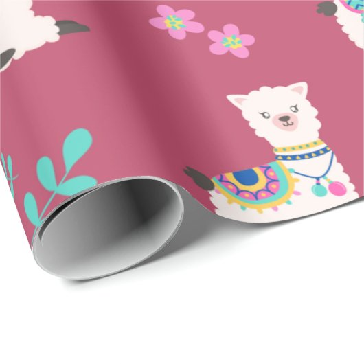 Papier Cadeau Llamas (Coin rond)
