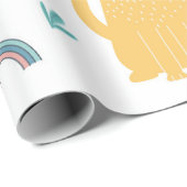 Papier Cadeau Llamas Chats Alapaca Rose Girls Animaux Boho (Coin rond)