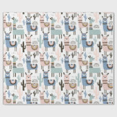 Papier Cadeau Llamas d'anniversaire (Plat)