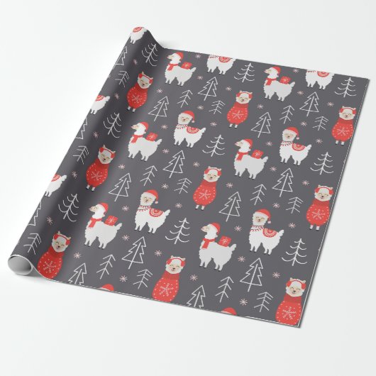 Papier Cadeau llamas de Noël (Déroulé)