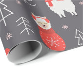 Papier Cadeau llamas de Noël (Coin rond)