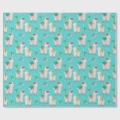 Papier Cadeau Llamas de Noël (Plat)