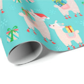 Papier Cadeau Llamas de Noël (Coin rond)