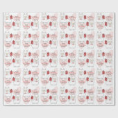 Papier Cadeau Llamas et Coeurs roses pour filles (Plat)