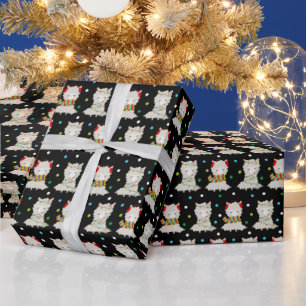 Papier Cadeau Llamas Festive de Noël en noir