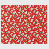 Papier Cadeau Llamas Festive de Noël en rouge (Plat)