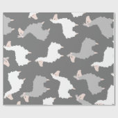 Papier Cadeau Llamas grises et blanches (Plat)