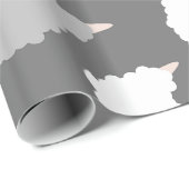 Papier Cadeau Llamas grises et blanches (Coin rond)