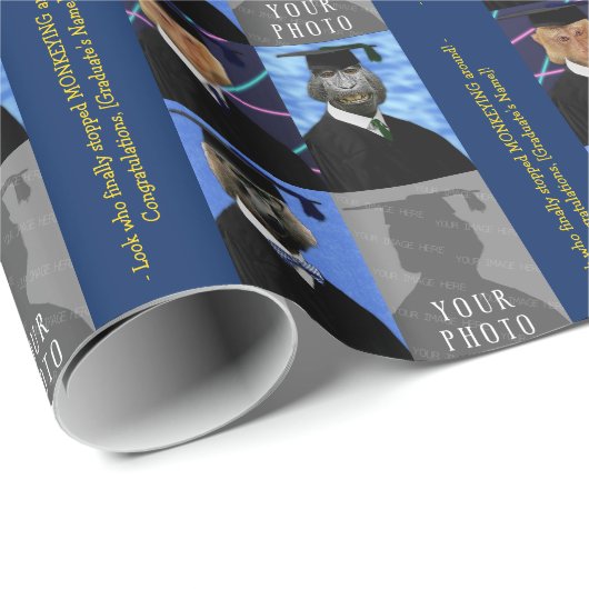 Papier Cadeau L'obtention du diplôme drôle Monkeys des (Coin rond)