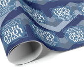 Papier Cadeau Logo avec Motif Blue Chevron - Office Anniversaire (Coin rond)