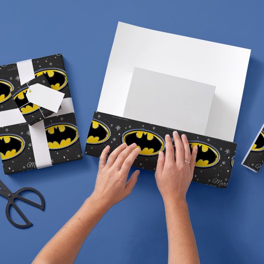 Papier Cadeau Logo Batman personnalisé Flocon de neige de Noël