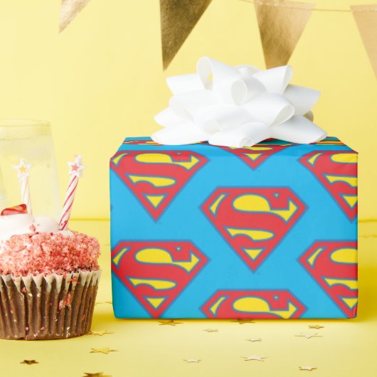 Papier Cadeau Logo classique Supergirl avec fond bleu (Fête d'anniversaire)