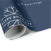 Papier Cadeau Logo d'affaires Blue Christmas Snowflake Lp (Coin rond)