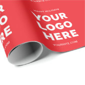 Papier Cadeau Logo d'affaires rouge et blanc Joyeuses fêtes (Coin rond)