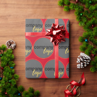 PAPIER CADEAU LOGO D'AFFAIRES ROUGE RÉPÉTANT LE CADEAU CLIENT MO