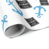 Papier Cadeau Logo d'Ancres et de bateaux bleus (Coin rond)