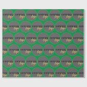 PAPIER CADEAU LOGO DE L'ENTREPRISE VERT MOTIF RÉPÉTITIF CADEAU C (Plat)