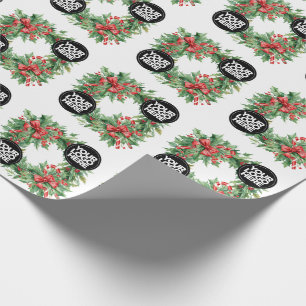 Papier Cadeau Logo de Noël d'entreprise Baie de Houx Vintage