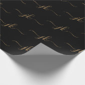 Papier Cadeau Logo de script de monogramme d'entreprise Black Go (Coin)