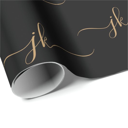 Papier Cadeau Logo de script de monogramme d'entreprise Black Go (Coin rond)