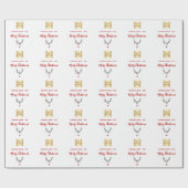 Papier Cadeau Logo d'entreprise de rennes rouges blancs de Noël (Plat)