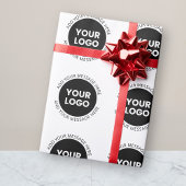 Papier Cadeau Logo d'entreprise et texte modifiable blanc et noi
