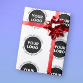 Papier Cadeau Logo d'entreprise et texte modifiable blanc et noi
