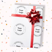 Papier Cadeau Logo d'entreprise et texte promotionnel | Blanc