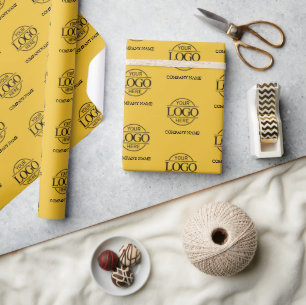 Papier Cadeau Logo d'entreprise jaune Nom de l'entreprise Promot