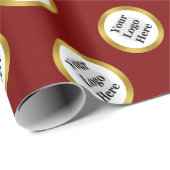 Papier Cadeau Logo d'entreprise Motif élégant en or blanc rouge  (Coin rond)