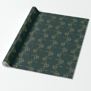 Papier Cadeau Logo d'entreprise personnalisé Gold & Dark Green